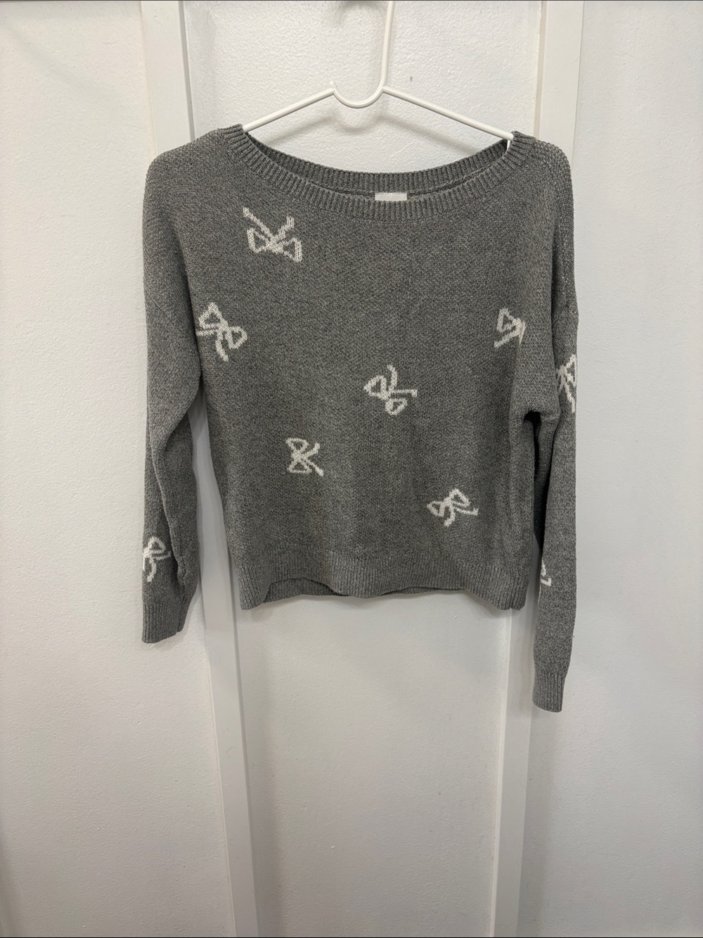 Abercrombie kids off-the-shoulder bow sweater